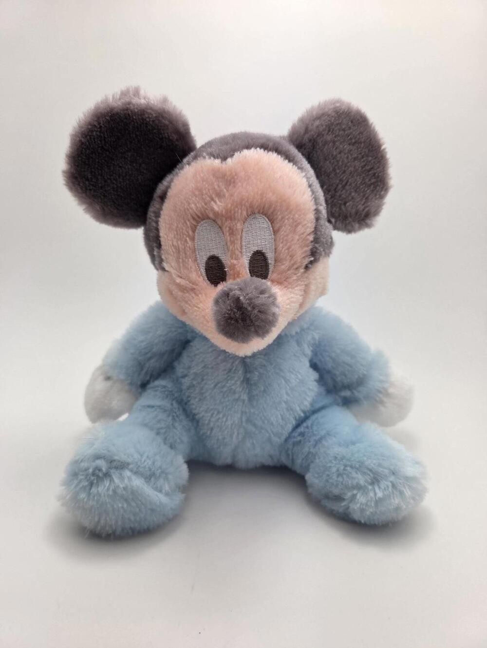Disney Parks Baby Blue Mickey Mouse Plush Chime Rattle Stuffed Animal (10 inch)